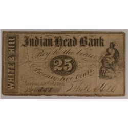 1862 TWENTY FIVE CENT INDIAN HEAD BANK NASHUA, NH  NOTE