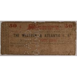 1862 FIFTY CENT WESTERN & ATLANTIC RAILROAD ATLANTA, GA