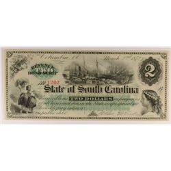 1872 $2 STATE OF SOUTH CAROLINA