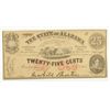 Image 1 : 1863 TWENTY FIVE CENT STATE OF ALABAMA NOTE
