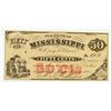 Image 1 : 1864 FIFTY CENT STATE OF MISSISSIPPI NOTE
