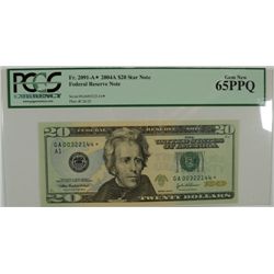 2004 A STAR $20 FEDERAL RESERVE NOTE PCGS 65 PPQ