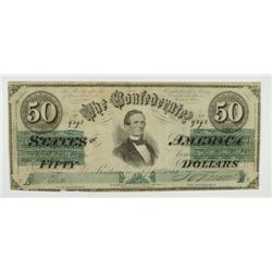 1864 $50 CONFEDERATE STATES OF AMERICA NOTE