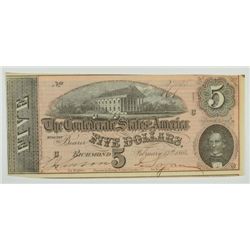 1864 $5 CONFEDERATE STATES OF AMERICA CU