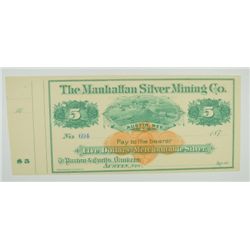 187- $5 MANHATTAN SILVER MINING CO. CU