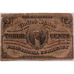 1863 THREE CENT US FRACTIONAL NOTE VG