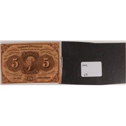 1862 FIVE CENT US POSTAGE CURRENCY AU