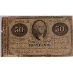 1862 FIFTY CENT US CERTIFICATE OF VALUE NOTE GOOD