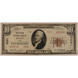 1929 $10 NATIONAL RIPLEY, OH #3291 VF