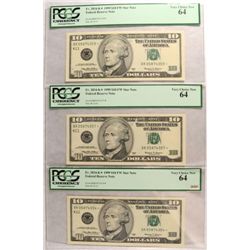 3-1999 $10 FEDERAL RESERVE NOTE STARS PCGS 64