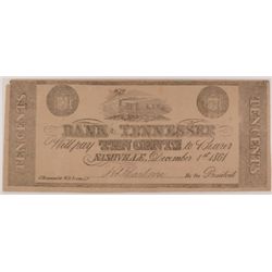 1861 TEN CENT BANK OF TENNESSEE NOTE  VF