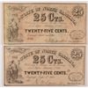 Image 1 : 1862 TWENTY FIVE CENT STATE OF NORTH CAROLINA NOTE CU & 1863 TWENTY FIVE CENT