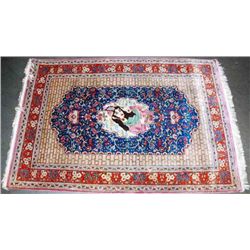Kum Hand Made Persian Silk Pictorial Rug