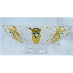 Czech Bohemian Crystal Enamel Bowl 24K 12"Dia