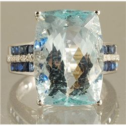 17.29ct  AQUAMARINE & DIAMOND RING