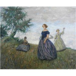 Otto Herschel, Three Woman, Original Oil on Canvas