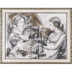 Sheldon Shoneberg, Three Girls Reading, 1965,