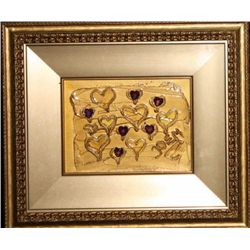 Joem Original Oil on Canvas with Nat  Amethist