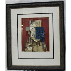 Pablo Picasso, Visage Sur Fond Rouge, Pencil Signe