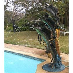 80" Tall Monumental 10 Sailfish Bronze Fountain