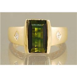 3.12ct GREEN TOURMALINE & DIAMOND RING