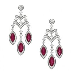 6.52 Carat Ruby and Diamond Earrings