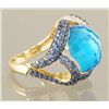 Image 1 : 17.44 BLUE TOPAZ, SAPPHIRE AND DIAMOND RING