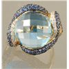 Image 2 : 17.44 BLUE TOPAZ, SAPPHIRE AND DIAMOND RING