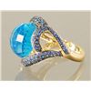 Image 3 : 17.44 BLUE TOPAZ, SAPPHIRE AND DIAMOND RING