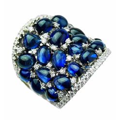 13.37ct Sapphire & 0.94ct Dia Ring set in 18K Gold