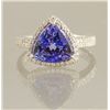 Image 2 : 4.09ct TANZANITE & DIAMOND RING