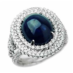 6.97ct Sapphire and Diamond Ring set in 18K Gold