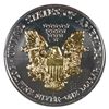 Image 2 : ONE OUNCE .999 SILVER AMERICAN SILVER EAGLE WITH GOLD ENHANCEMENTS, COIN AND CAP