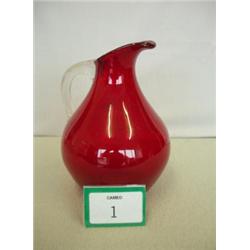 Whitefriars ruby glass jug with clear glass handle plus one other £20 - 40...