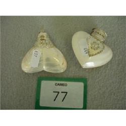 Pair Indian silver perfume bottles, mother of pearl bases £20 - 40...