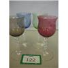 Image 1 : Set of four 19th century cut glass wine goblets, bowls etched with garden scenes, 6" high £40 - 6...