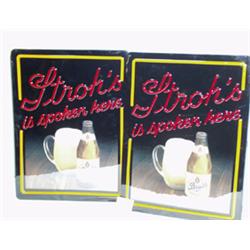 2 STROH'S IS SPOKEN HERE PLASTIC