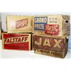 Image 1 : 4 OLD BEER BOXES-SCHLITZ 10"X 16 X 10", JAX 10"X16"X12", GRAND PRIZE 10"X17"X12", FALSTAFF 10"X 1...