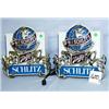 Image 1 : 2 SCHLITZ BEER SIGN/LIGHTS OF PLASTIC. FAIR COND. H12", L10" WT. 3LBS....