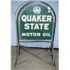 Image 1 : 1 QUAKER STATE SIGN ON STAND W/ SOME RUST AND SCRATCHES. H47", L31", D33". WEIGHT 42LBS....