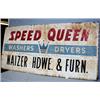 Image 1 : 1 SPEED QUEEN SIGN OF METAL.SOME RUST AND SCRATCHES. SMALL TEAR LOWER CENTER. H46", L94". WEIGHT...