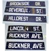 Image 1 : 6 STEET SIGNS ALL PORCELAIN ON METAL BROOKSIDE DR., DEVEREUX ST-BOTH DOUBLE SIDED. HILLCREST DR....