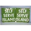 Image 1 : 2 SELF SERVE SIGNS OF METAL WITH HOLES AND BENDS. H24.5", L24" TOTAL WT 9LBS....