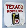 Image 1 : 1 TEXACO MOTOR OIL CO-PORCELAIN ON METAL SIGN. H30", L37". RUST WITH SOME PORCELAIN LOSS. WT. 16....