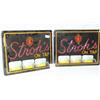 Image 1 : 2 STROHS ON TAP LIGHTED PLASTIC BEER SIGN. H16", L21", W5". CONDITION GOOD WITH SOME WEAR, SOME S...