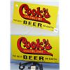 Image 1 : 2 COOKS GOLDBLUME-THE BEST BEER ON EARTH METAL SIGN. DOUBLE SIDED. H14", L28". CONDITION GOOD SOM...