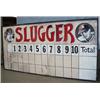 Image 1 : 1 BASEBALL SIGN "SLUGGER" ON WOOD, GOOD COND. H48", L96". WEIGHT 36LBS...