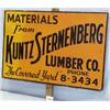 Image 1 : 1 LUMBER-KUNTZ STERNEBERG METAL SIGN. H20", L30", W2" ON WOOD FRAME. GOOD CONDITION. WEIGHT 6.5....