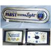 Image 1 : 1 NATURAL LIGHT BEER CLOCK- LIGHTED-H10", L36", W4", GOOD CONDITION, LIGHTS UP. WT 6LBS. 1 PABST...