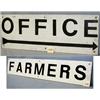 Image 1 : 1 OFFICE SIGN MOVIE PROP OF PLYWOOD IN FAIR COND. H14", W39". WT 5LBS. 1 SIGN- WOOD-FARMERS GOOD...